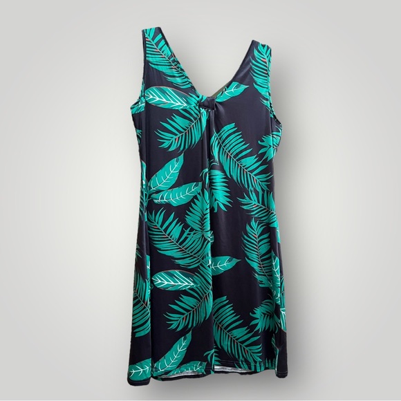 Dresses & Skirts - Mini Dress Black/Green Leaf Leaves